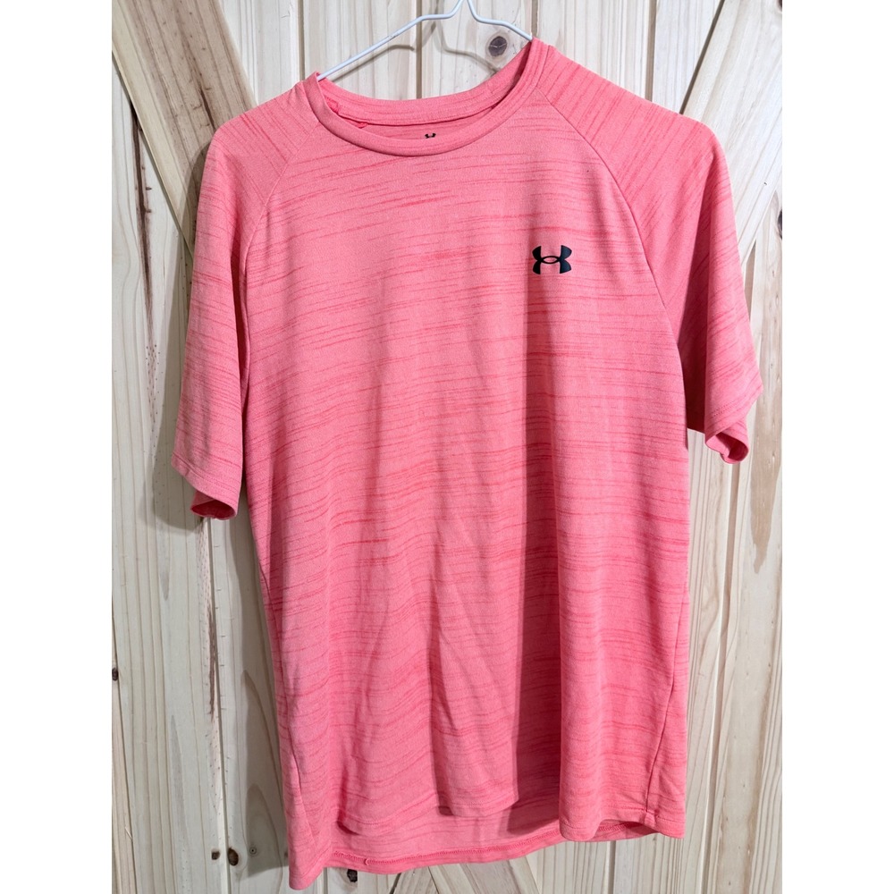 Under Armour Mens Tech Short Sleeve T-Shirt Pink Heathered Loose Fit Medium